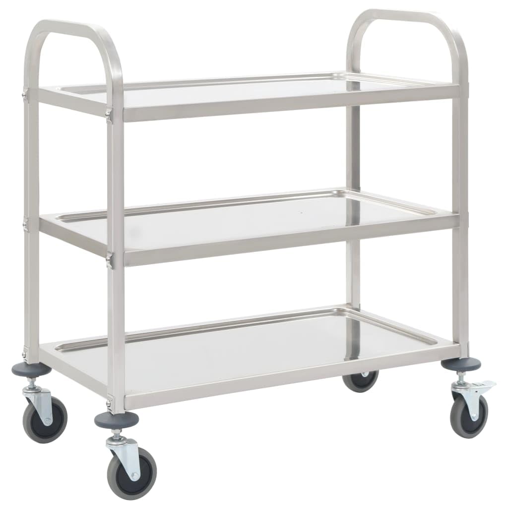 3-Tier Kitchen Trolley 38&quot;x21.7&quot;x35.4&quot; Stainless Steel