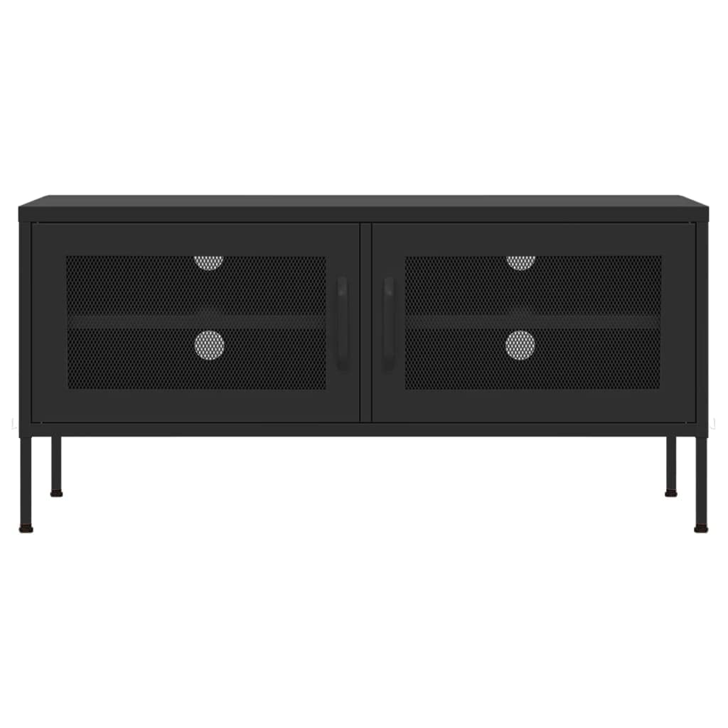 vidaXL Steel TV Stand with Mesh Doors - Thumbnail 2