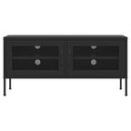 vidaXL Steel TV Stand with Mesh Doors - Durable and Adjustable Unit with Cable Management System, Internal Shelf for Media Storage, Ideal for Modern Living Spaces