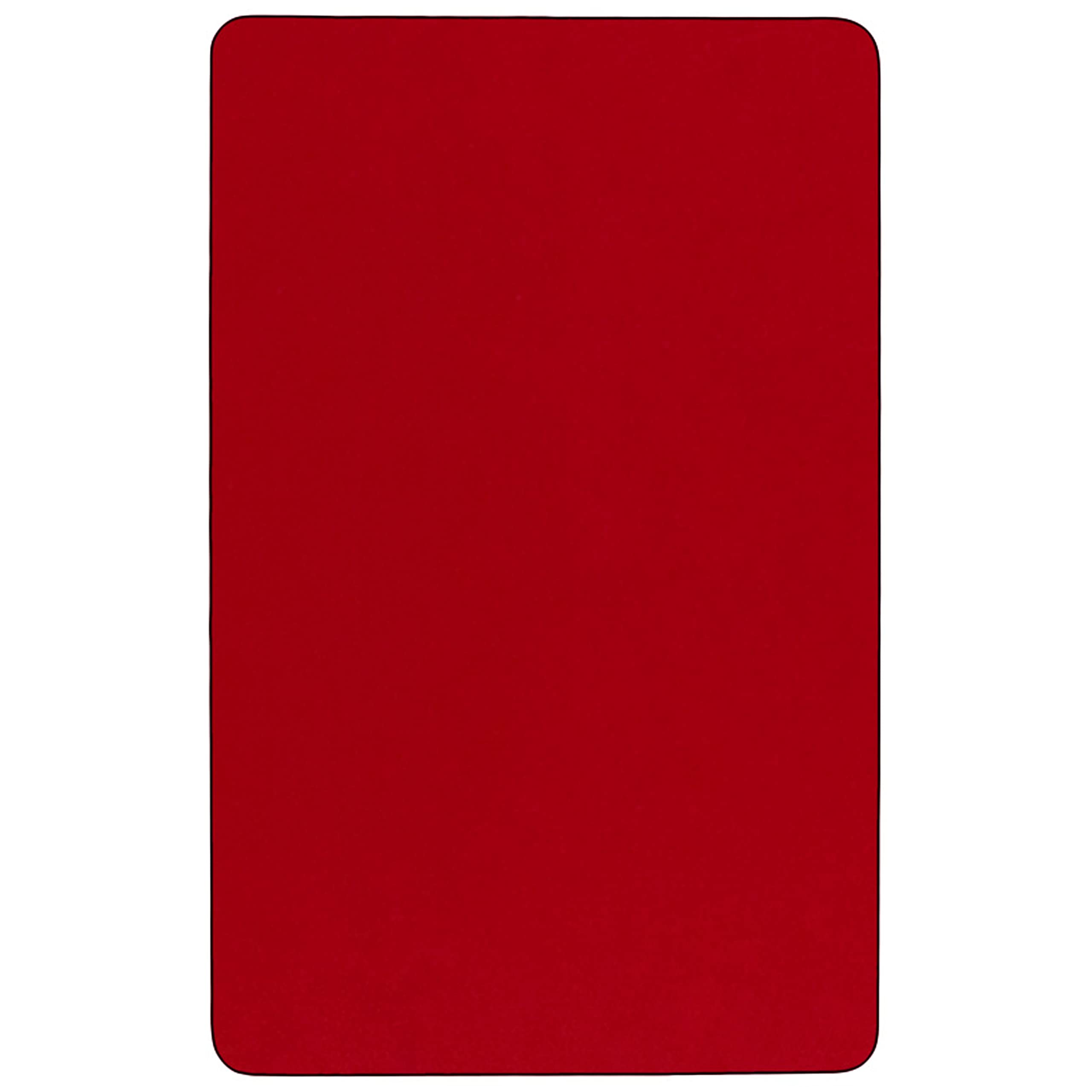 Flash Furniture Wren 24''W x 48''L Rectangular Red Thermal Laminate Activity Table - Height Adjustable Short Legs