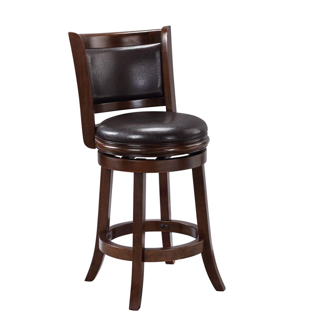 Boraam Augusta Counter Height Swivel Stool, 24-Inch, Cappuccino with Dark Brown PU