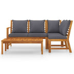 vidaXL Outdoor 4-Piece Patio Lounge Set with Coffee Table, Solid Acacia Wood with Oil Finish, Dark Gray Cushions, Weather Resistant Polyester Covers