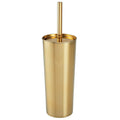 mDesign Stainless Steel Toilet Bowl Brush and Holder Set, Modern Metal Compact Storage Organizer Cleaner Scrubber for Toilet - H