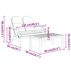 vidaXL Adirondack Style 4 Piece Patio Lounge Set, Solid Acacia Wood, Comprises of Chairs, Bench, Coffee Table with Cream White Cushions for Outdoor Garden