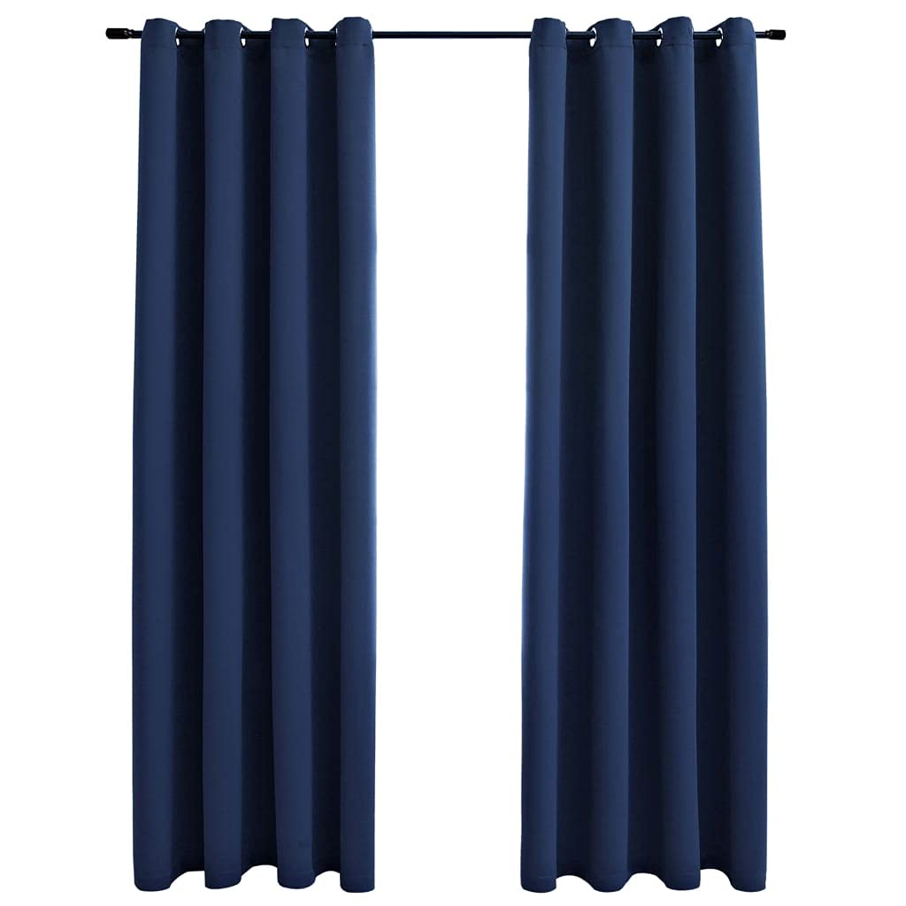 vidaXL Navy Blue Blackout Curtains (54"x63") - Polyester Fabric Window Drapery with Elegant Design - Light Control Privacy - Machine Washable - Set of 2