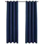 vidaXL Navy Blue Blackout Curtains (54"x63") - Polyester Fabric Window Drapery with Elegant Design - Light Control Privacy - Machine Washable - Set of 2