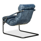 Kosas Home Jackson Transitional Leather Accent Chair in Dark Blue