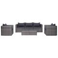vidaXL Patio Sofa Set 6 Piece, Sectional Sofa for Outdoor Backyard, Couch with Cushions, Patio Furniture Set with Table, Poly Rattan Gray