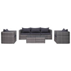 vidaXL Patio Sofa Set 6 Piece, Sectional Sofa for Outdoor Backyard, Couch with Cushions, Patio Furniture Set with Table, Poly Rattan Gray