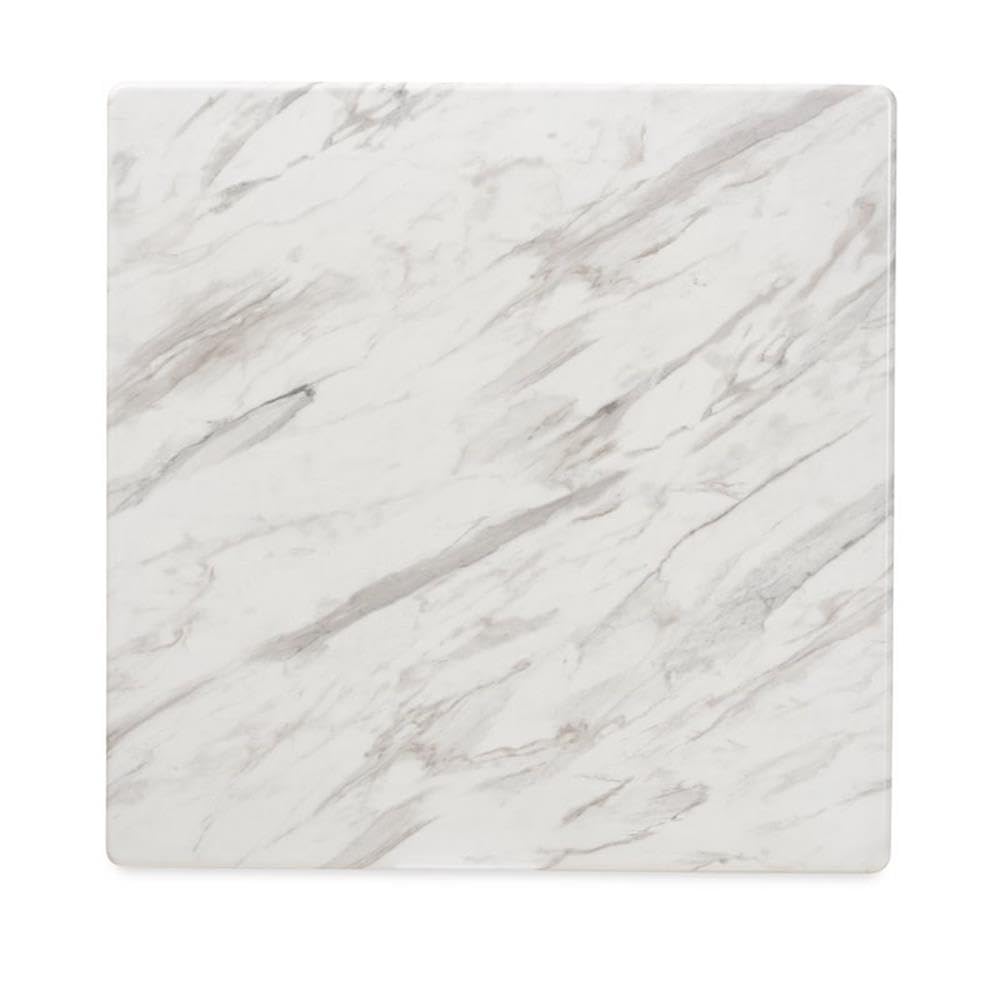 Baxton Studio Pearson Mid-Century Modern Transitional Light Grey Fabric Upholstered and Walnut Brown Finished Wood 5-Piece Dining Set with Faux Marble Table