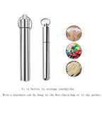 Fayala 4 Packs 2 Size Aluminum Waterproof Pocket Toothpick - Keychain Metal Container With Hook