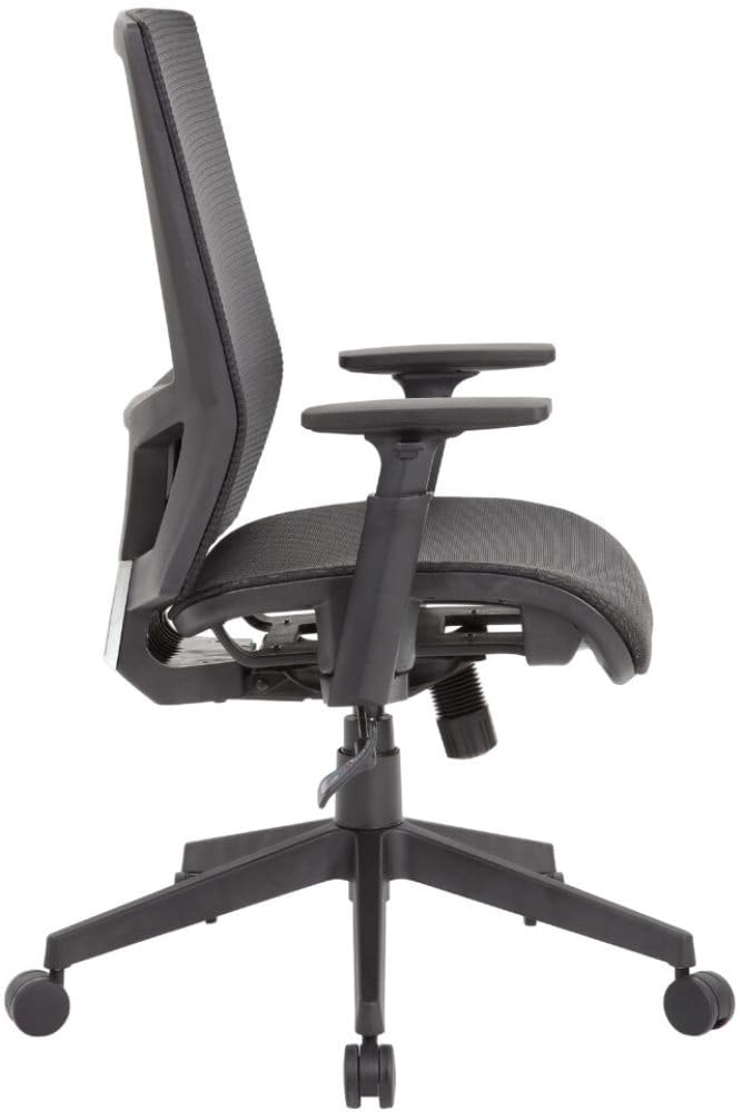 Boss Office Mesh Back Fabric Task Chair With Adjustable Arm In Black