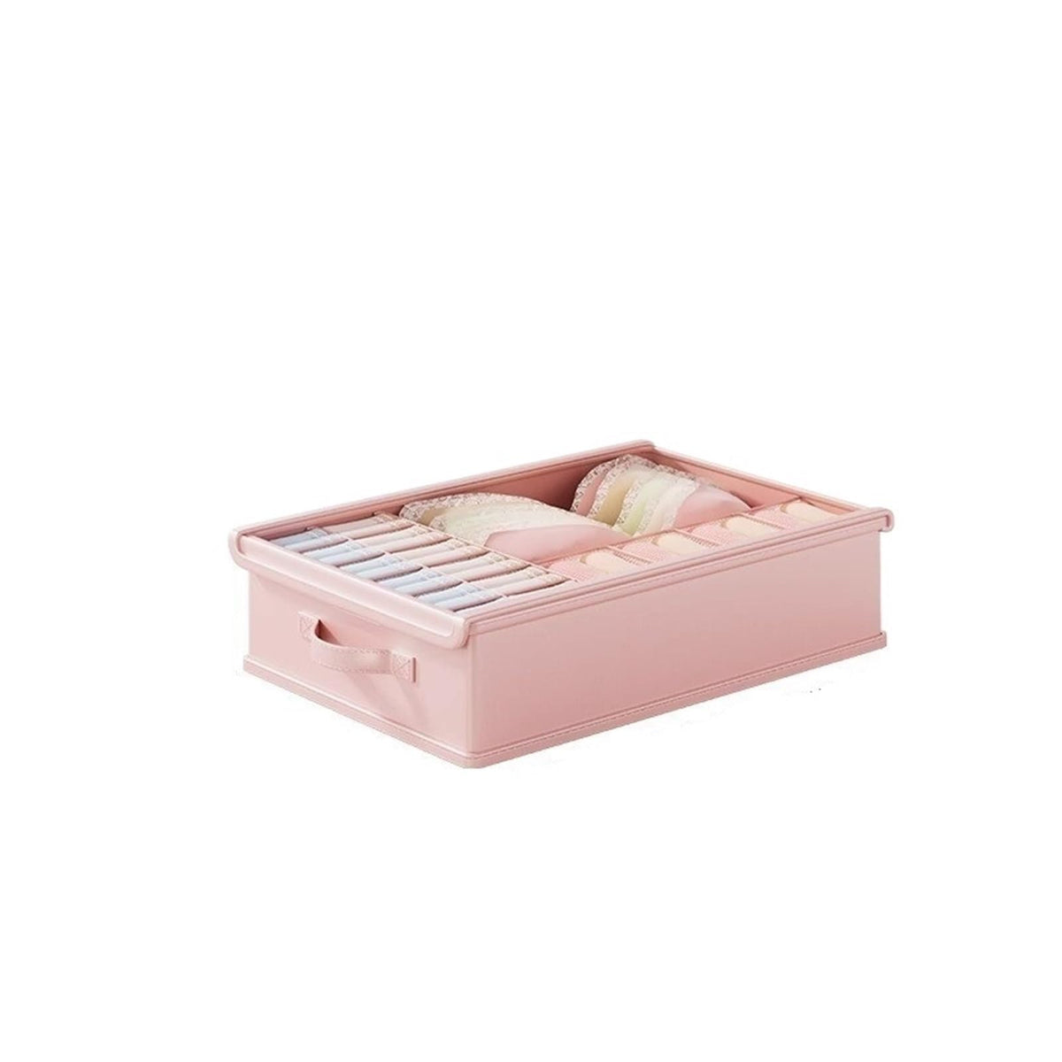 Afkfkr Underwear Storage Box Organizer Multifunctional Home Wardrobe Drawer Bag(Pink,17Grid,WithLid)