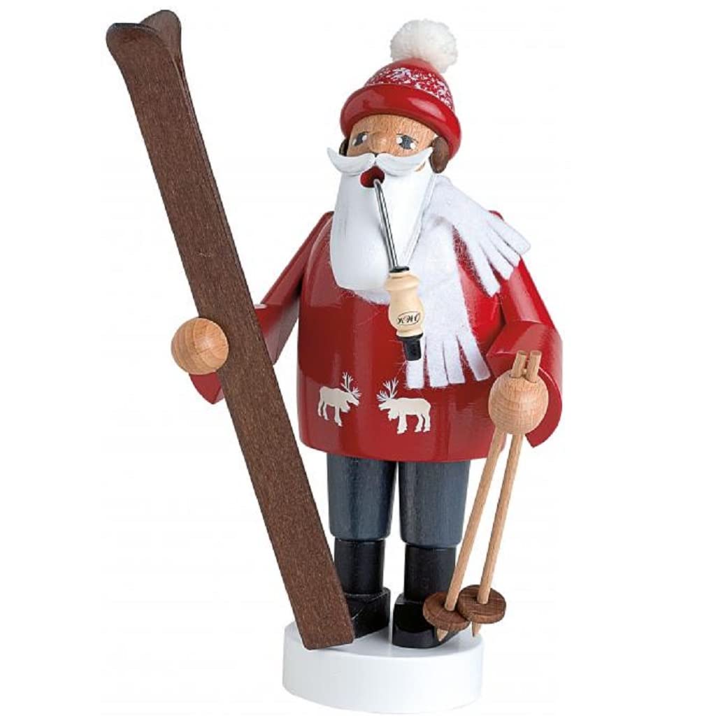 KWO Smoking Men Incense Holder, Skier, 19 cm, Wood, Multicolour, One Size