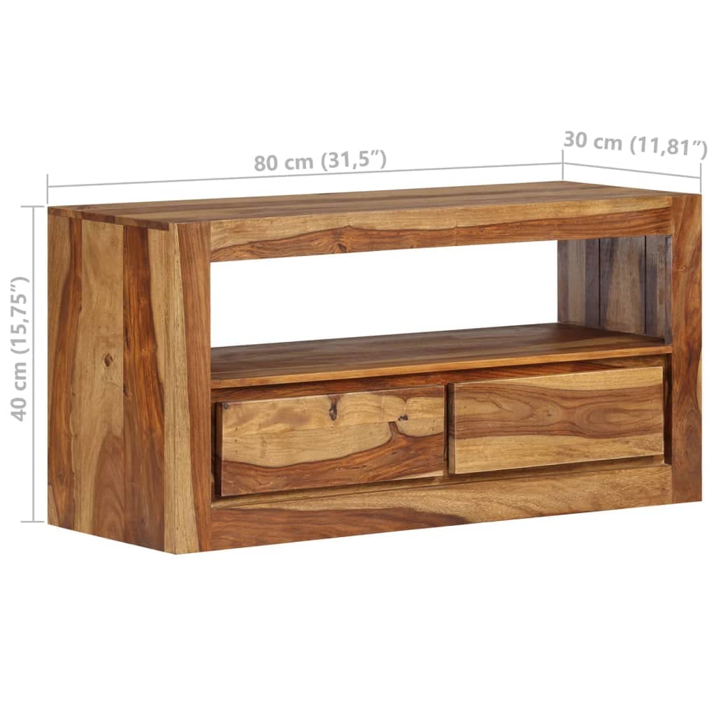 vidaXL Sheesham Solid Wood TV Stand - Robust and Durable Television Cabinet, Ideal for Media Storage, Beautifully Polished, Painted and Lacquered - Measures 31.5&quot;x11.8&quot;x15.7&quot;