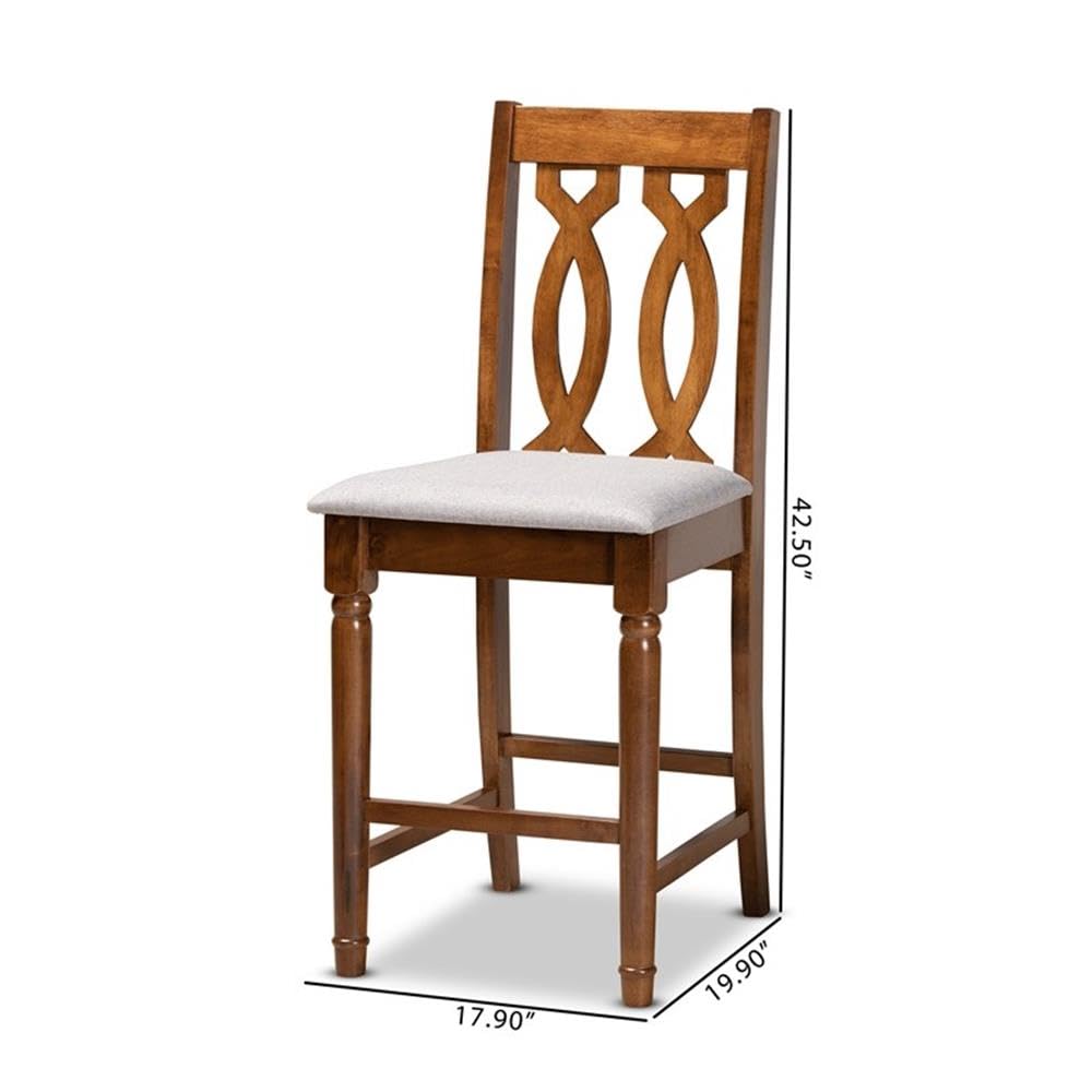 Baxton Studio Darcie Modern and Contemporary Grey Fabric Upholstered and Walnut Brown Finished Wood 2-Piece Counter Stool Set