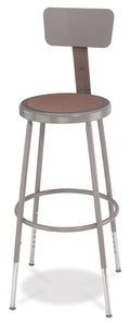 National Public Seating 6224HB-CN Steel Stool with Hardboard Seat Adjustable and Backrest, 25"-33", Grey (Pack of 4)