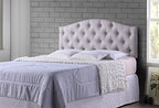 Baxton Studio Myra Modern and Contemporary Fabric Upholstered Button-Tufted Scalloped Headboard Grey/Twin