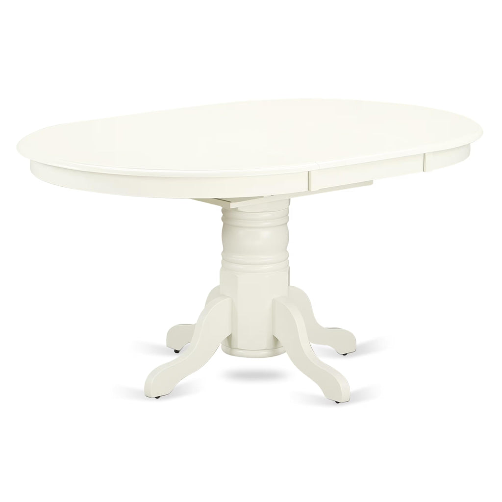 East West Furniture AVAD7-LWH-LC 7 Piece Dining Table Set Consist of an Oval Dining Room Table with Butterfly Leaf and 6 Faux Leather Upholstered Chairs, 42x60 Inch, Linen White