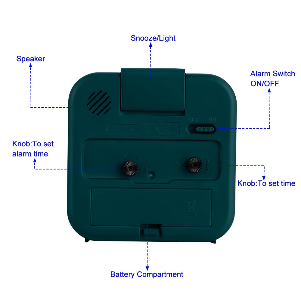 Tinload Small Battery Analog Alarm Clock Silent Non Ticking, Ascending Beep Sounds, Snooze,Light Functions