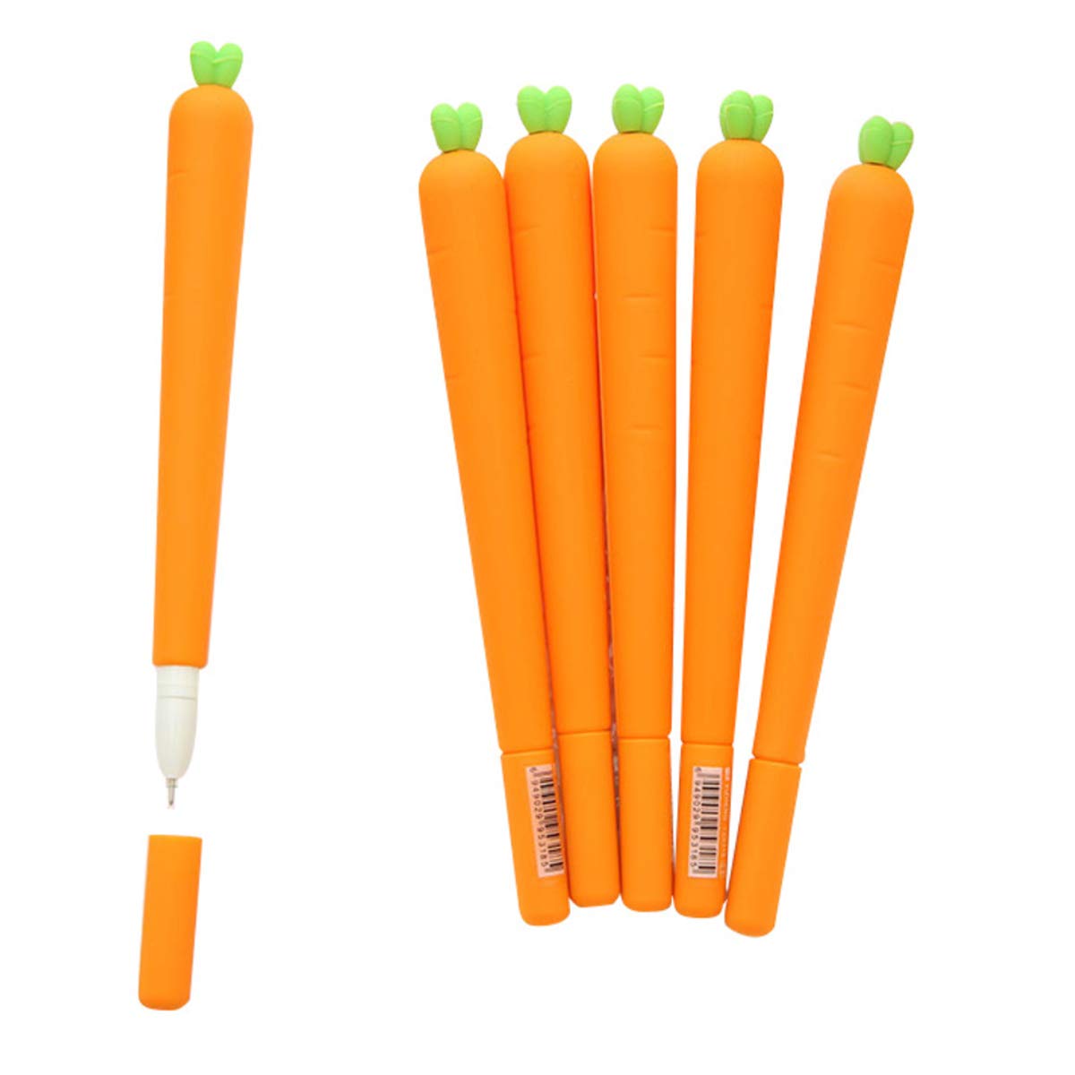 Halloluck 24 Pcs Carrot Gel Ink Pen Cute Silicone Roller Ball Pen For Office School Supplies, Kids Drawing Pen Gifts For School