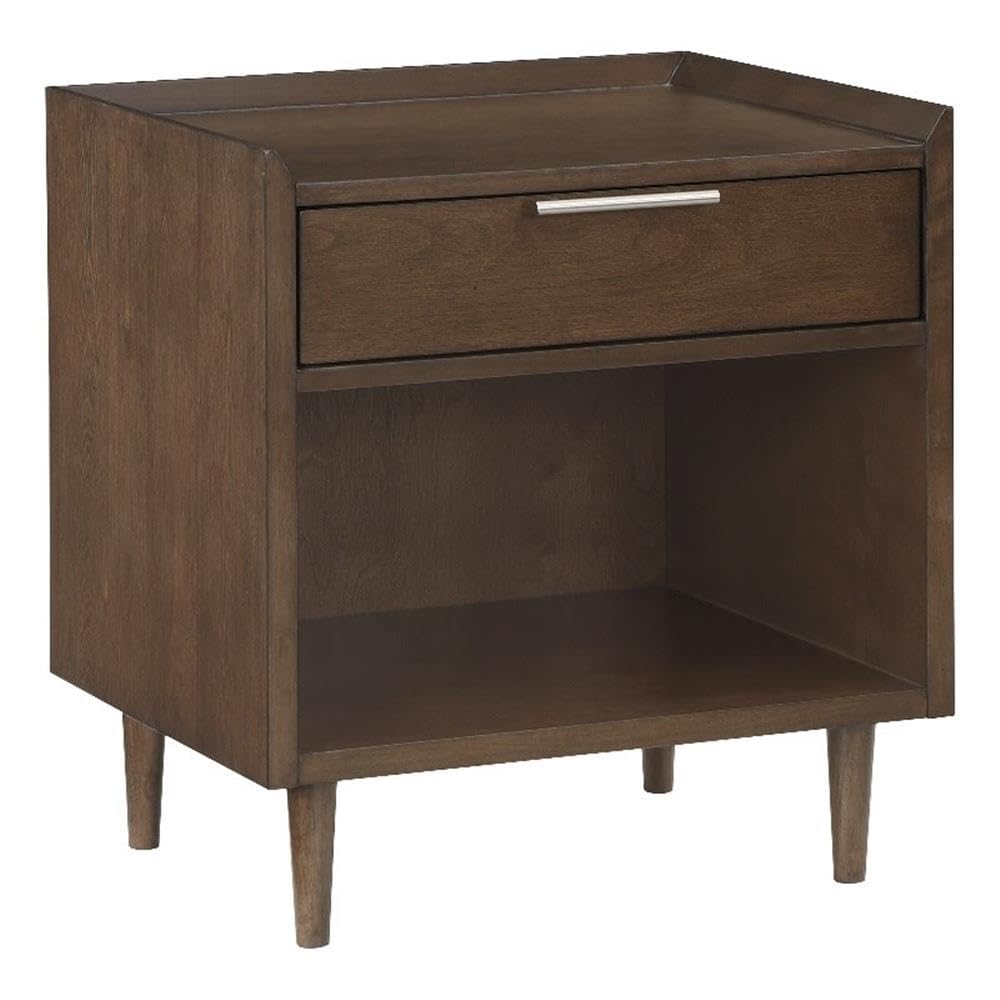 Comfort Pointe Urbana Mid Century Modern Walnut Wood 1-Drawer Nightstand