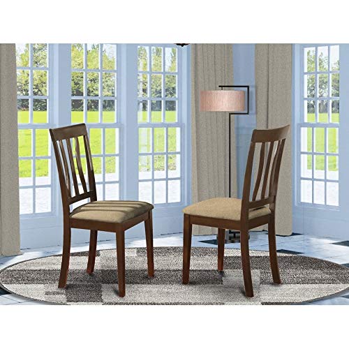 East West Furniture ANC-CAP-W Antique Dining Room Chairs - Slat Back Wooden Seat Chairs, Set of 2, Cappuccino