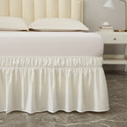 Meila Wrap Around Bed Skirt Three Fabric Sides Elastic Dust Ruffled 18 Inch Tailored Drop,Easy To Install Fade Resistant-Natural White, Twin/Full