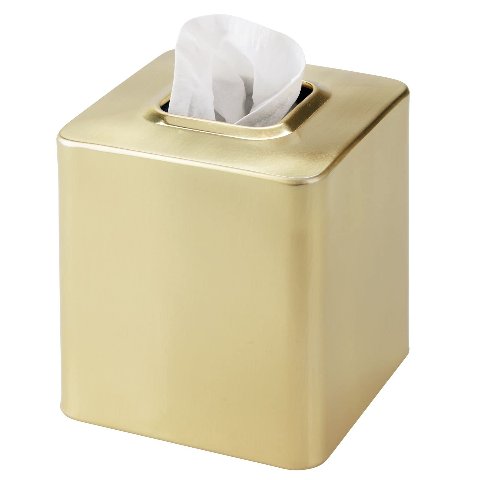 mDesign Metal Square Tissue Box Cover for Bathroom - Modern Steel Holder/Dispenser for Paper Facial Tissues - Bathroom Tissue Bo