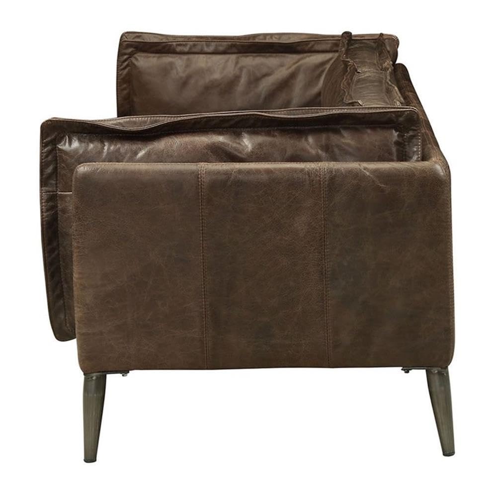 Acme Porchester Leather Sofa in Distress Chocolate