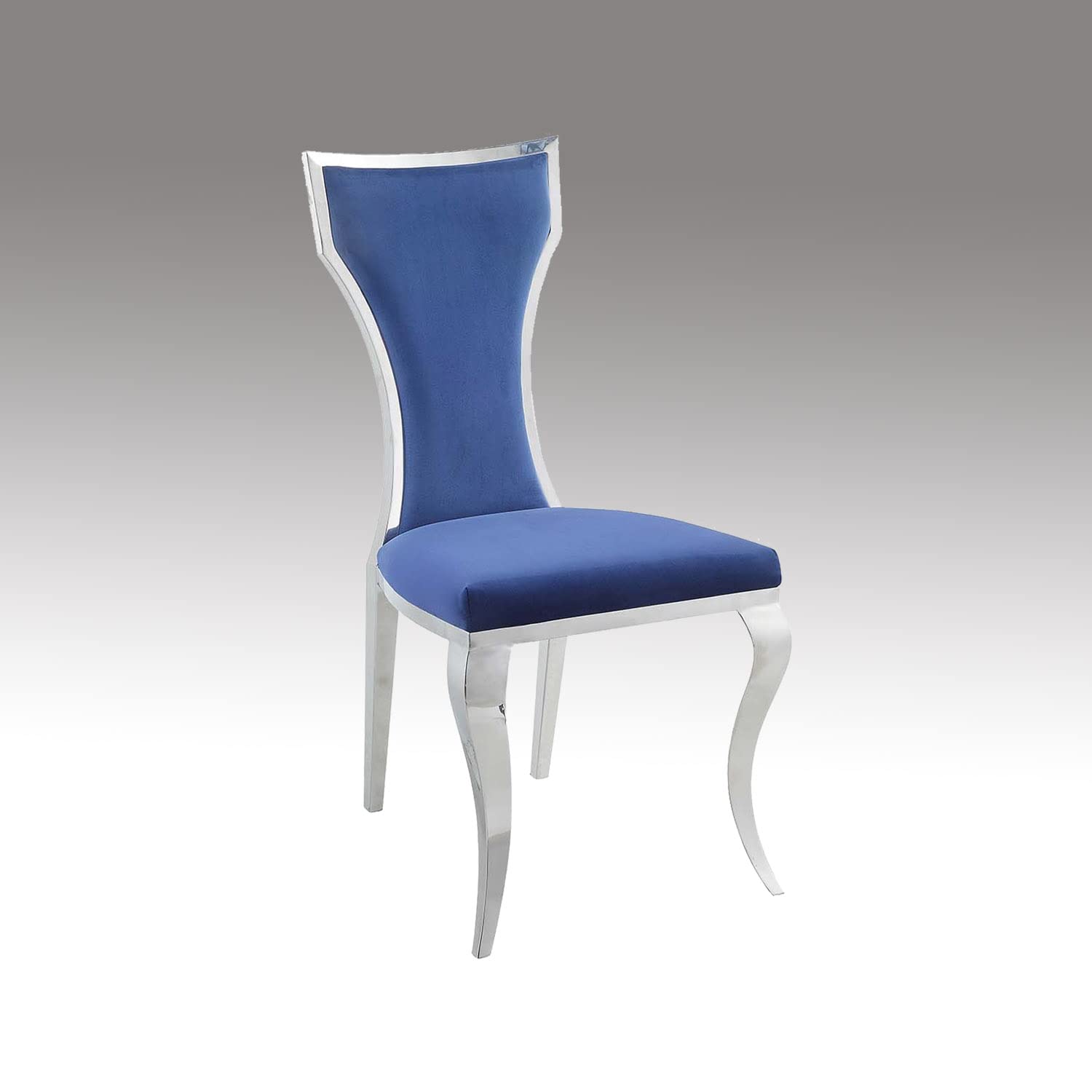simple relax Set of 2 Side Chair Gold Finish, Blue and Silver