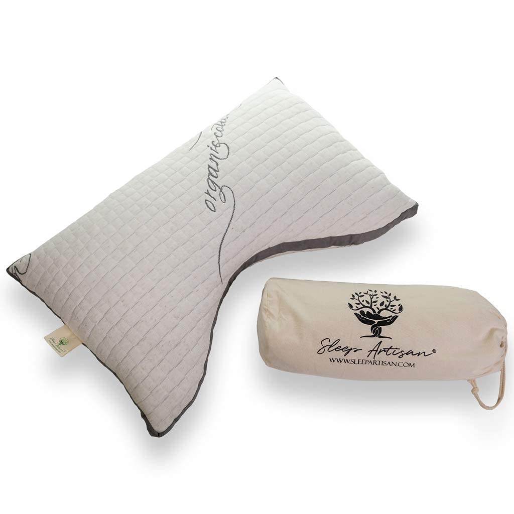 Sleep Artisan Back & Side Sleeper Pillow - Adjustable Luxury Pillow For Neck, Back, & Spine Pain Relief - Shredded Natural Talal