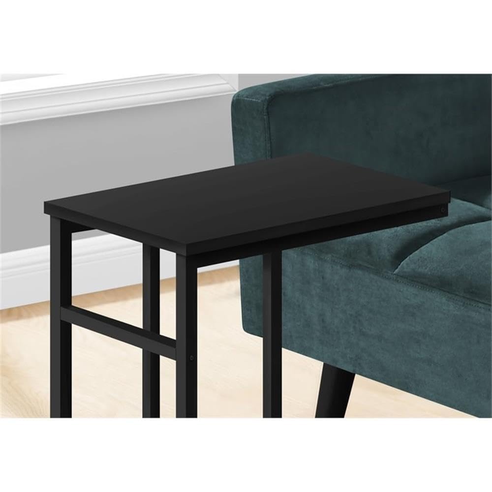 Monarch Specialties 2170 Accent Table, C-Shaped, End, Side, Snack, Living Room, Bedroom, Metal, Laminate, Contemporary, Modern Table-24 H/Black/Black, 18&Quot; L X 11.75&Quot; W X 24&Quot; H