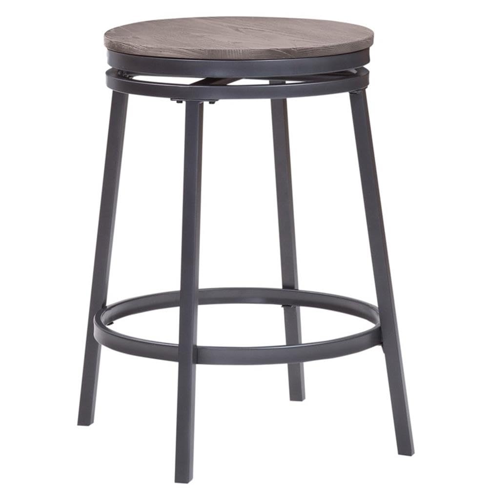 American Woodcrafters Chesson Gray Metal and Wood Backless Counter Stool