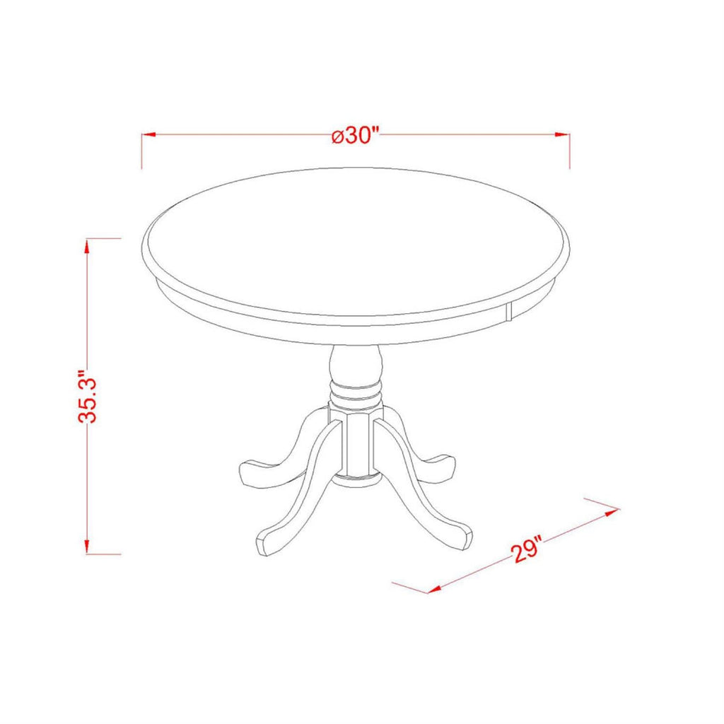 East West Furniture EDQU3-BLK-W 3 Piece Kitchen Counter Height Dining Table Set Contains a Round Wooden Table with Pedestal and 2 Dining Chairs, 30x30 Inch, Black & Cherry