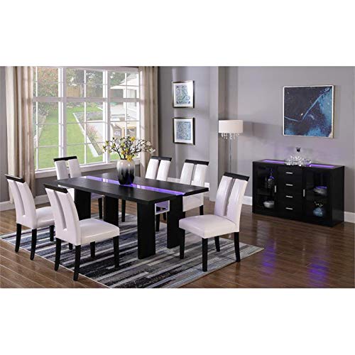 Best Master Furniture Zendaya Black Wood With Led Lighting Dining Table