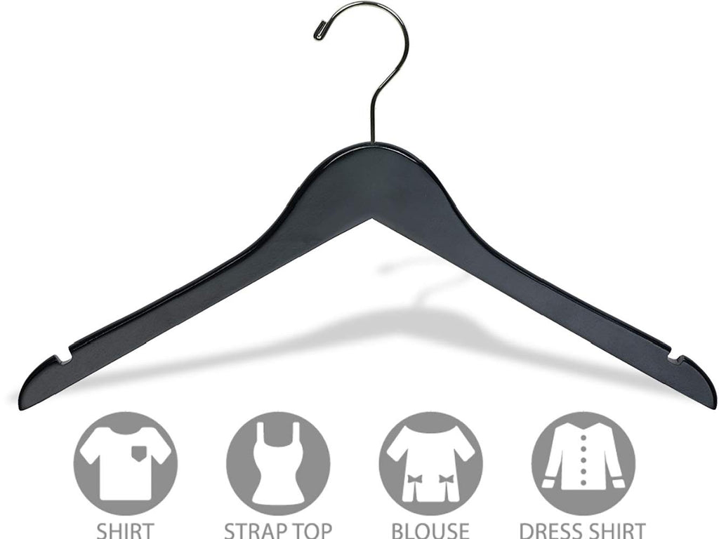 The Great American Hanger Company The American Company Wood, Box Of 25 Space Saving 17 Inch Flat W/Chrome Swivel Hook & Notches