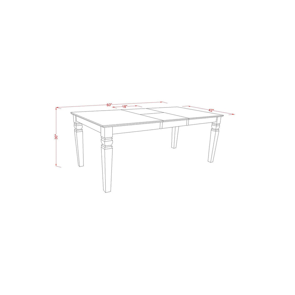 East West Furniture WEGR7-BLK-W 7 Piece Dining Table Set Consist of a Rectangle Dining Room Table with Butterfly Leaf and 6 Wooden Seat Chairs, 42x60 Inch, Black
