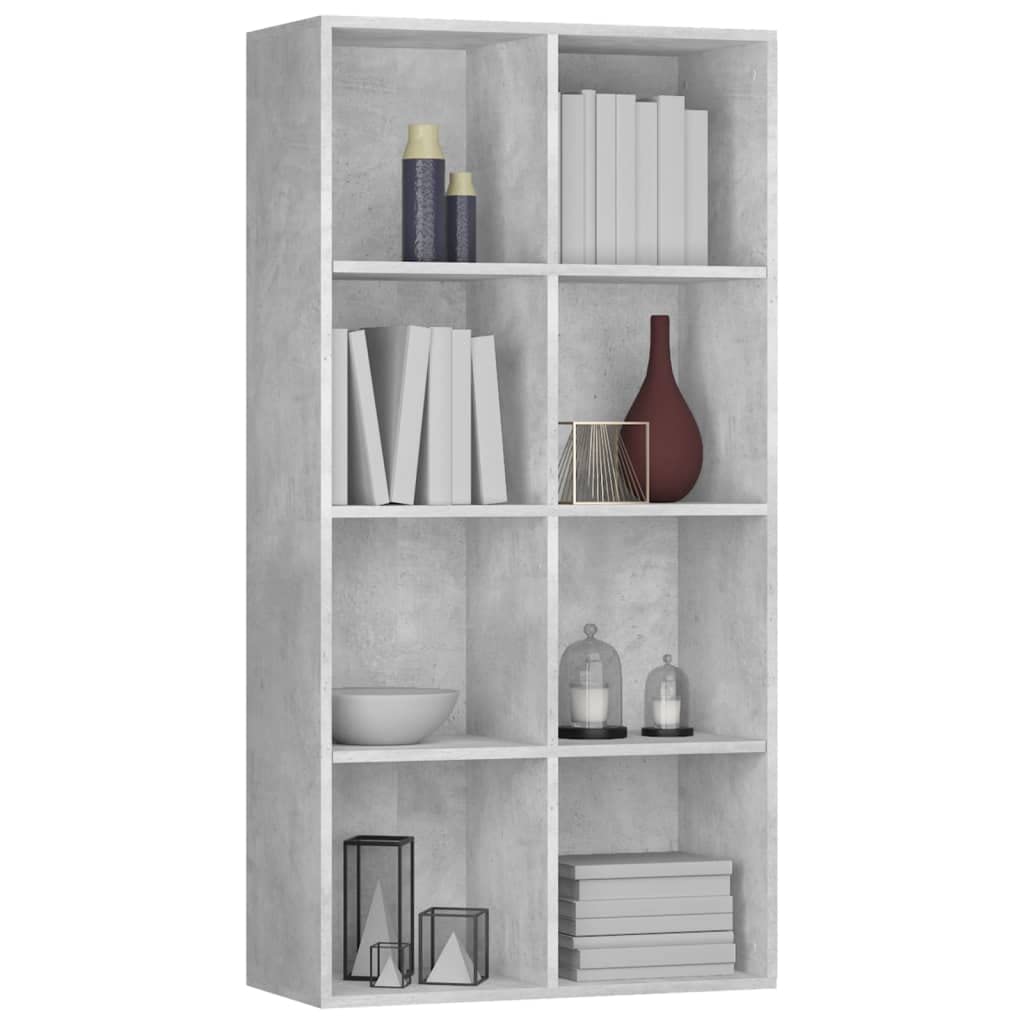 vidaXL Book Cabinet, Sideboard Bookshelf, Wall Bookcase for Office Living Room, Decorative Standing Shelves, Modern, Concrete Gray Engineered Wood
