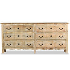vidaXL Rustic Wooden Sideboard with 6 Drawers - Solid Mango Wood Construction in French Country Style