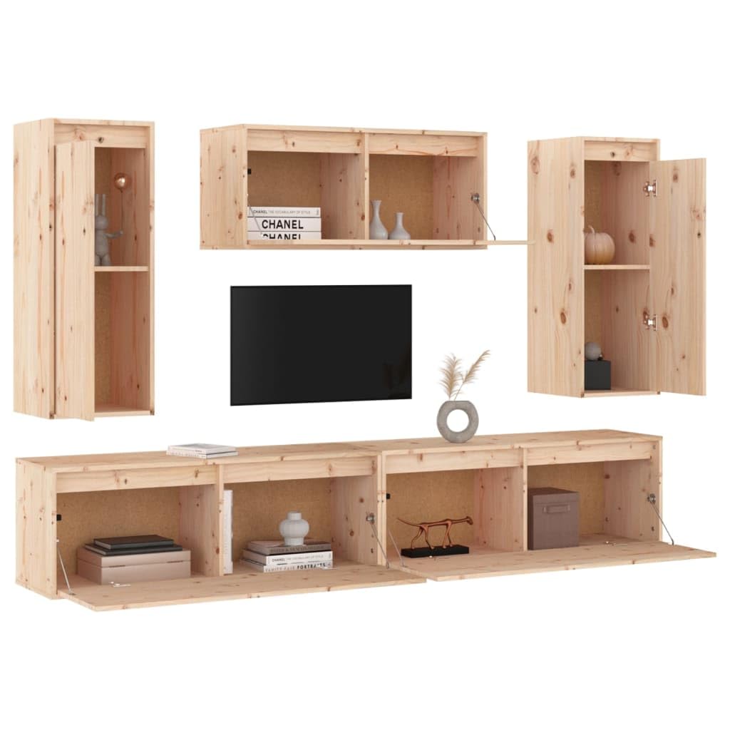 vidaXL 5X Solid Wood Pine TV Cabinets Indoor Living Room Bedroom Entertainment Centre Wall Shelf Hanging TV Unit Stand Storage HiFi Cabinet