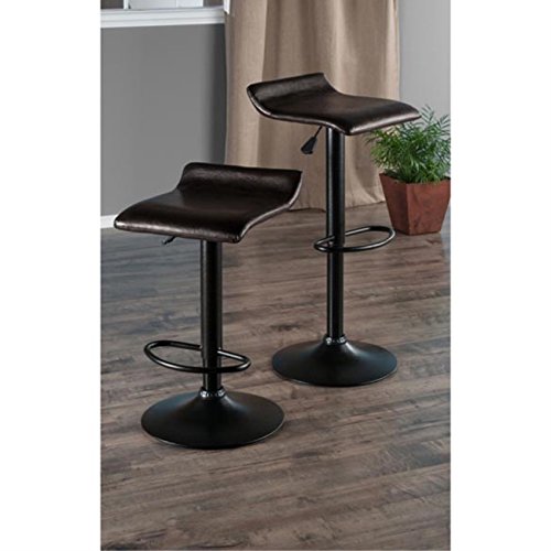 Ergode Paris Adjustable Swivel Stools, 2-Pc Set, Black & Espresso