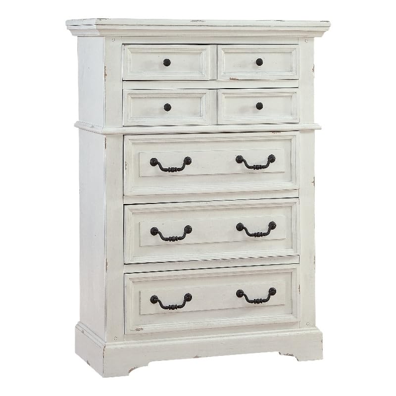 American Woodcrafters Stonebrook 5-Drawer Antique White Wood Chest