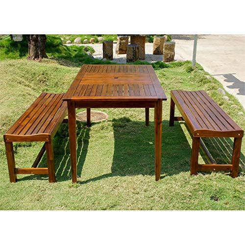 International Caravan Highland 3-Piece Acacia Patio Bench Dining Set