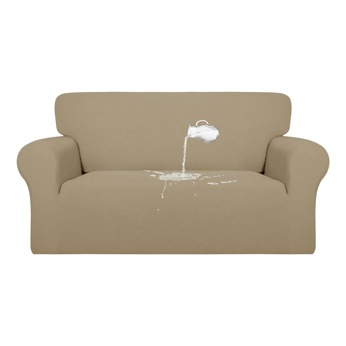 Purefit 100% Dual Waterproof Couch Cover Slipcovers For Couches And Sofas - Stretch Non Slip Fleece Sofa Covers Washable, Leakproof Furniture Protector For Kids, Pets, Dog (Loveseat, Natural)