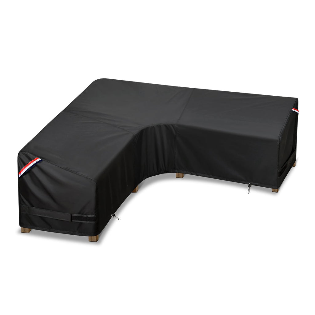 Kylinlucky Patio Sectional Sofa Cover V-Shaped,100'X 100' Waterproof Outdoor Sectional Couch Cover Black