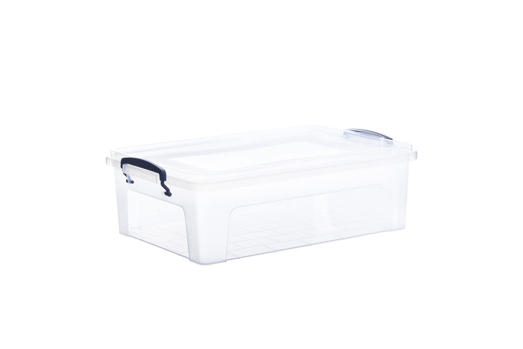 Superio 4 Qt Clear Plastic Storage Bins with Lids and Latches, Organizing Containers, Stackable Plastic Tote for Household, Gara