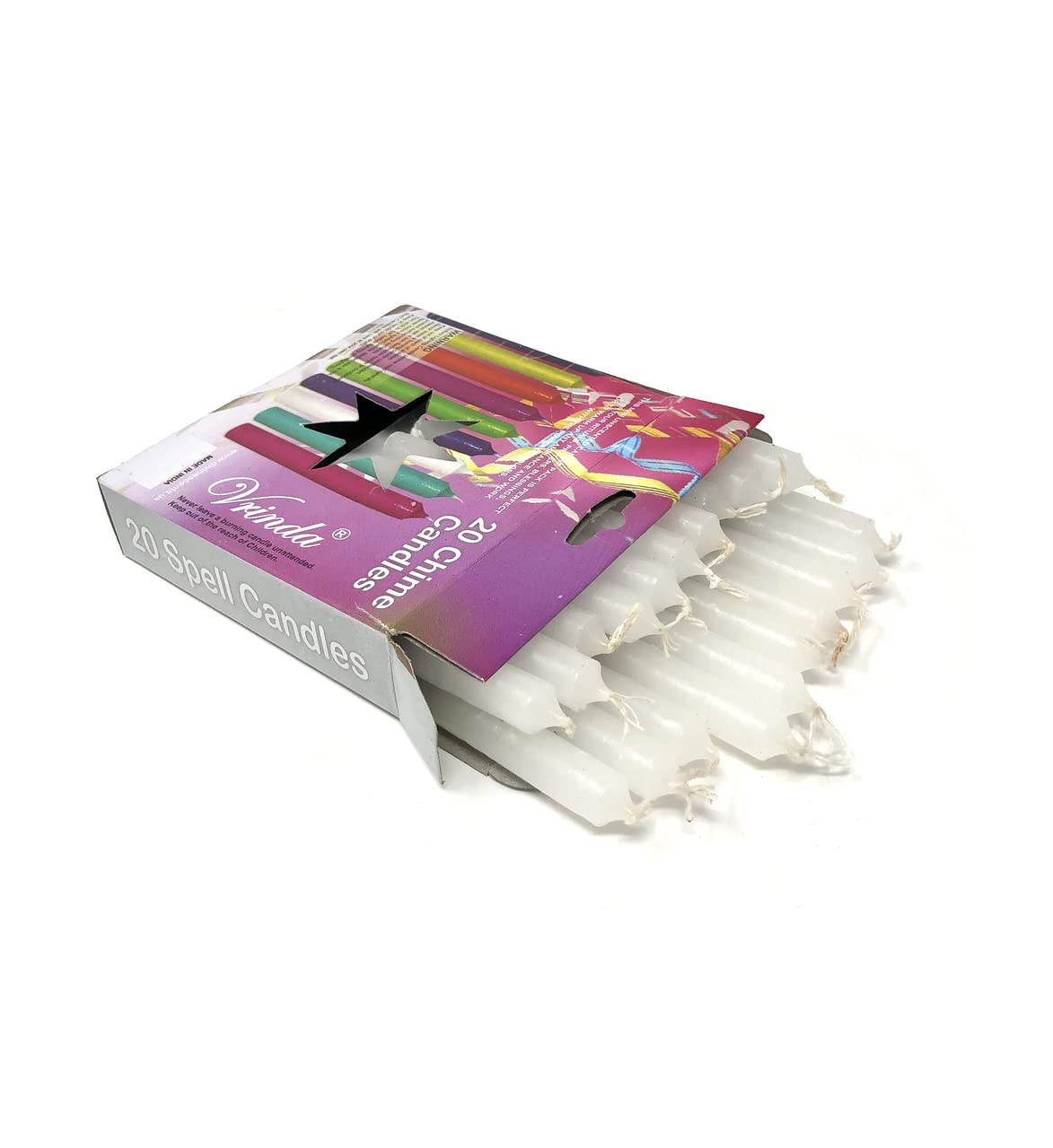 Vrinda 4 Mini Chime Ritual Spell Unscented Taper Candles - Set of 20 (White)