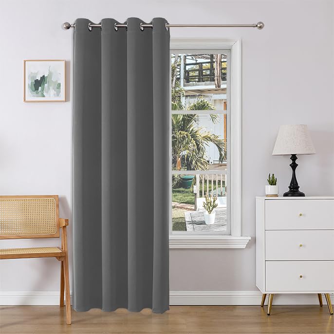 Joydeco Blackout Curtains 84 Inch Length 1 Panel Set, Thermal Insulated Long Curtains& Drapes, Room Darkening Grommet Curtains F