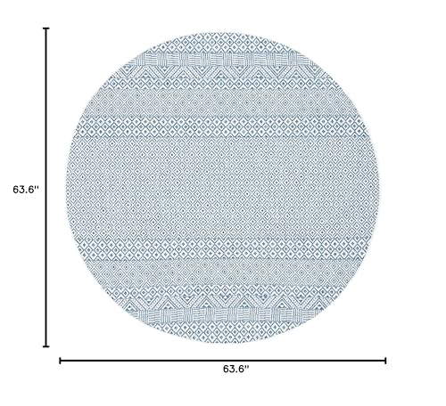 Safavieh Courtyard Collection 5'3' Round Blue/Navy Cy8235 Indoor/ Outside Waterproof Easy Cleansingpatio Backyard Mudroom Area Mat